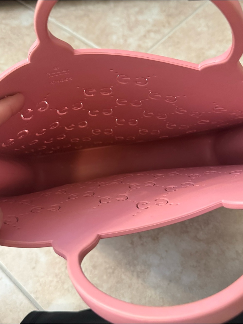 Gucci Pink Perforated GG Rubber Tote - Picture 9 of 9